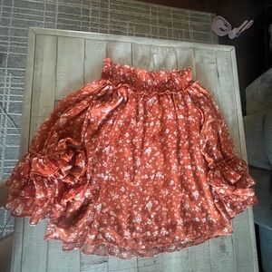 CeCe Orange Floral Off-Shoulder‎ Blouse size XS